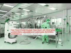 اتاق تمیز شاسی اتاق تمیز ماژولار با سرعت باد ≥0.45m/s نوردهی تنظیم و قابل تنظیم ≥300 لوکس