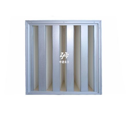 قاب فولادی گالوانیزه V بانک فیلتر HEPA، 0.3um فیلتر هوا H13 ظرفیت گرد و غبار بالا