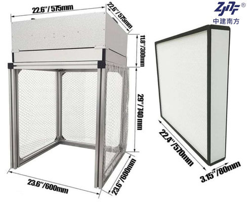 فیلتراسیون FFU Desktop Laminar Flow Hood Bench 2x2 فوت 575*575*300mm